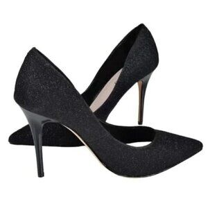 NWT Le Chateau Black Glitter  Sparkly Pump Heels Size 7